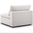 Pemberly Row Fabric Down Filled Overstuffed Armless Chair in Beige