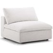 Pemberly Row Fabric Down Filled Overstuffed Armless Chair in Beige