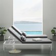 Pemberly Row Aluminum Patio Chaise Lounge Chair in White and Striped Gray