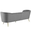 Pemberly Row Vertical Channel Tufted Curved Velvet Sofa in Gray