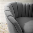 Pemberly Row Vertical Channel Tufted Curved Velvet Sofa in Gray