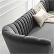 Pemberly Row Vertical Channel Tufted Curved Velvet Sofa in Gray
