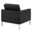 Pemberly Row Tufted Vegan Leather Stainless Steel Armchair in Silver/Black