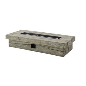 Pemberly Row 70&quot Rectangular Wood Outdoor Patio Fire Pit Table in Light Gray