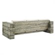 Pemberly Row Wood and Fabric Outdoor Patio Sofa in Light Gray/Beige
