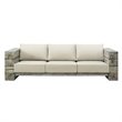 Pemberly Row Wood and Fabric Outdoor Patio Sofa in Light Gray/Beige