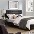 Pemberly Row Tufted Full/Queen Faux Leather Headboard in Black