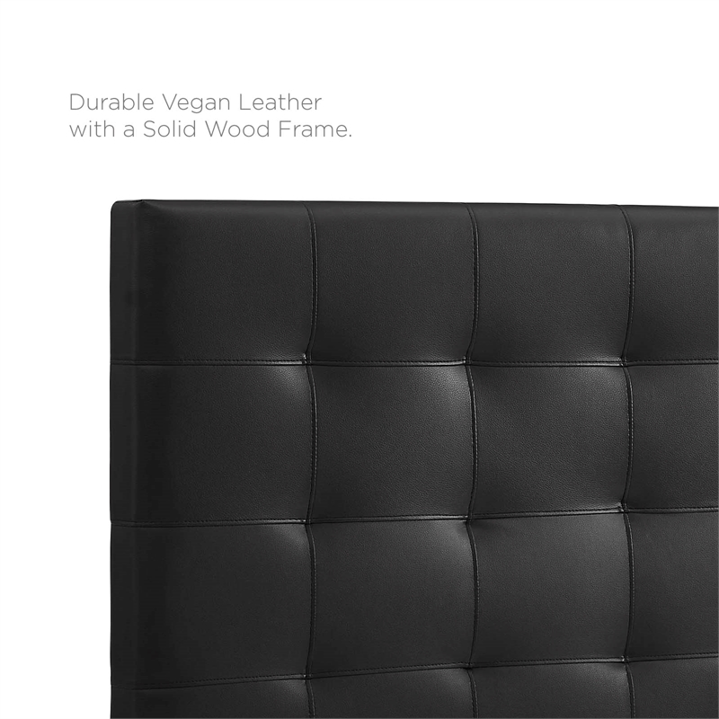 Pemberly Row Tufted King and California King Faux Leather Headboard in Black