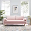 Pemberly Row Modern Performance Velvet & Metal Sofa in Pink/Gold