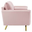 Pemberly Row Modern Performance Velvet & Metal Sofa in Pink/Gold