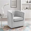 Pemberly Row Tufted Performance Velvet Swivel Armchair in Light Gray