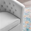 Pemberly Row Tufted Performance Velvet Swivel Armchair in Light Gray