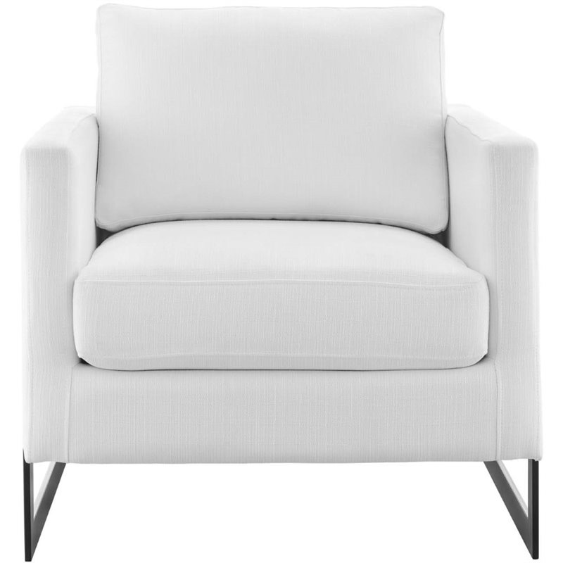 Pemberly Row Upholstered Fabric Upholstered Accent Chair in Black and White