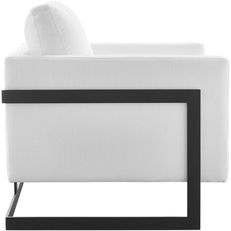 Pemberly Row Upholstered Fabric Upholstered Accent Chair in Black and White