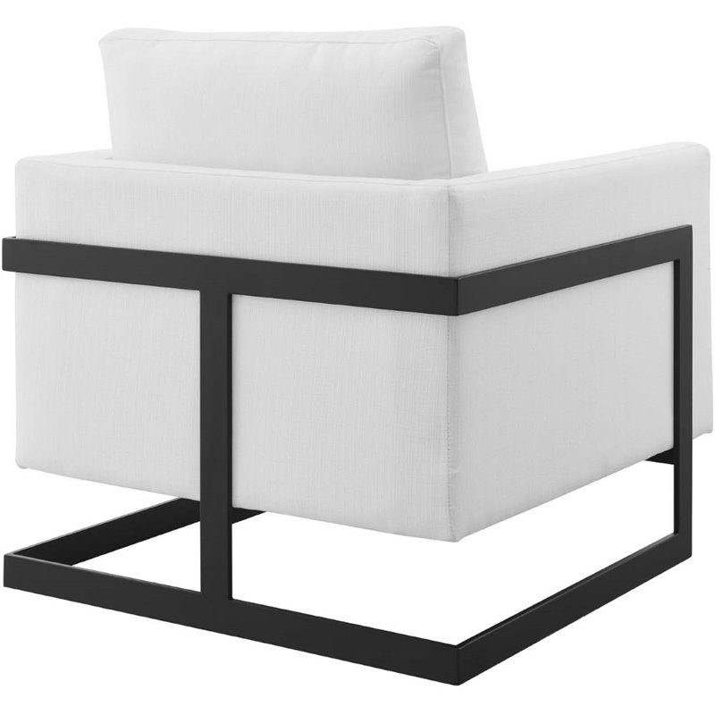 Pemberly Row Upholstered Fabric Upholstered Accent Chair in Black and White
