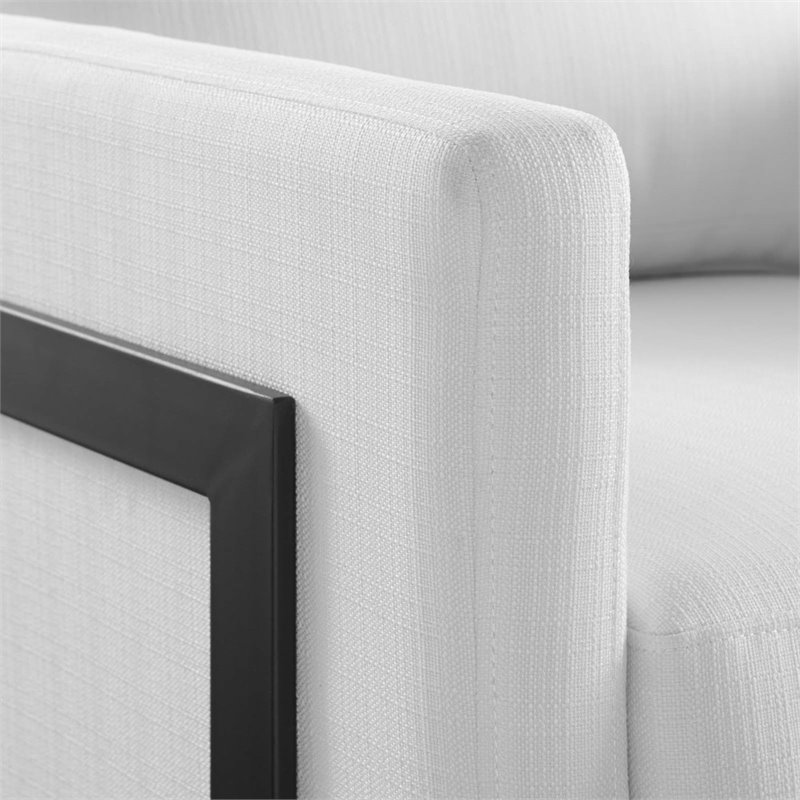 Pemberly Row Upholstered Fabric Upholstered Accent Chair in Black and White