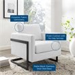 Pemberly Row Upholstered Fabric Upholstered Accent Chair in Black and White