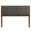 Pemberly Row Tufted Full Fabric and Wood Headboard in Walnut/Charcoal