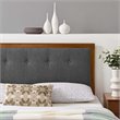 Pemberly Row Tufted Full Fabric and Wood Headboard in Walnut/Charcoal