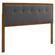 Pemberly Row Tufted Full Fabric and Wood Headboard in Walnut/Charcoal