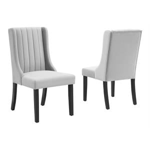 Pemberly Row 19.5&quot Velvet Parson Dining Side Chairs in Light Gray (Set of 2)
