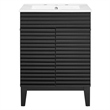 Pemberly Row Contemporary Wood Bathroom Vanity in Black and White