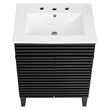 Pemberly Row Contemporary Wood Bathroom Vanity in Black and White