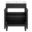 Pemberly Row Contemporary Wood Bathroom Vanity in Black and White