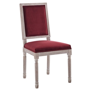 Pemberly Row 20&quot Velvet Upholstered Dining Side Chair in Natural/Maroon Red