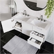 Pemberly Row Modern Wood/Ceramic Double Sink Bathroom Vanity in White