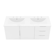 Pemberly Row Modern Wood/Ceramic Double Sink Bathroom Vanity in White