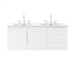 Pemberly Row Modern Wood/Ceramic Double Sink Bathroom Vanity in White