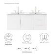 Pemberly Row Modern Wood/Ceramic Double Sink Bathroom Vanity in White