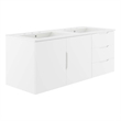 Pemberly Row Modern Wood/Ceramic Double Sink Bathroom Vanity in White