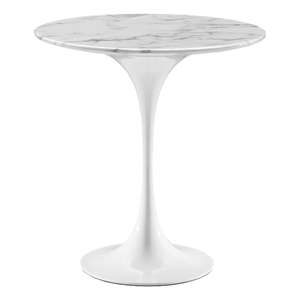 Pemberly Row 20&quot Round Modern Artificial Marble/Metal Side Table in White