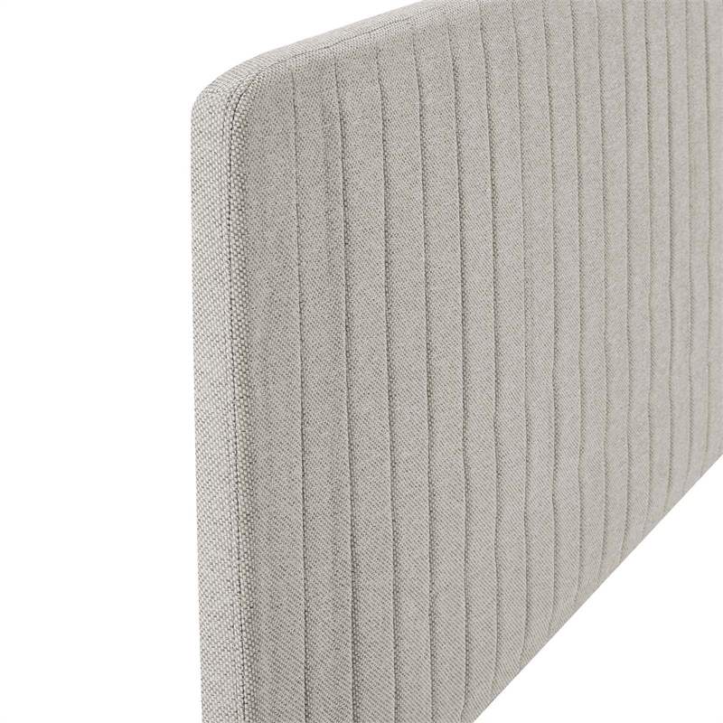 Pemberly Row Channel Tufted Fabric King/California King Headboard in Oatmeal
