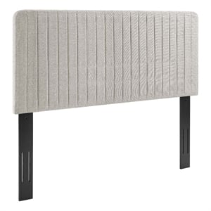 Pemberly Row Channel Tufted Fabric King/California King Headboard in Oatmeal