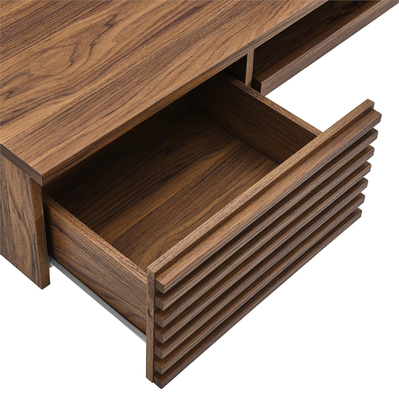 Pemberly Row Wall Mount Particleboard and Wood Office Desk in Walnut