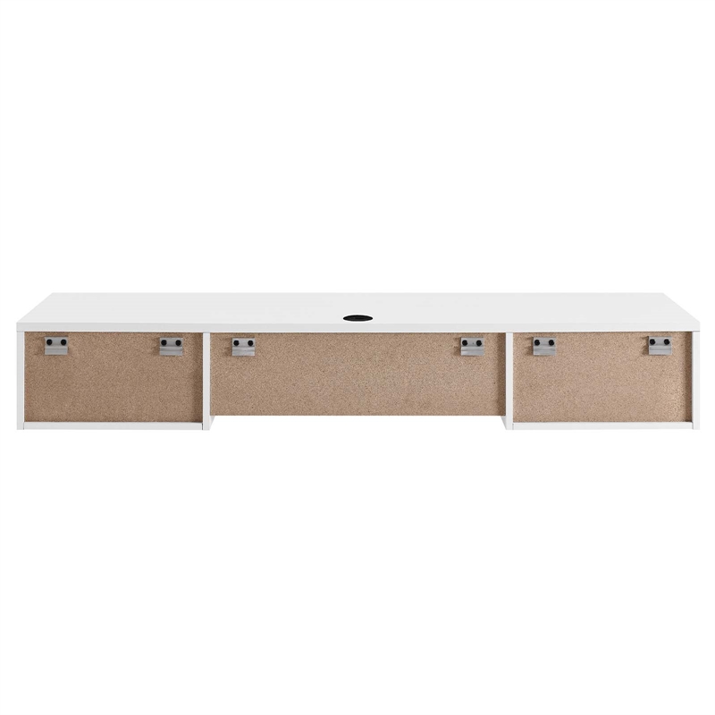 Pemberly Row Wall Mount Particleboard and Wood Office Desk in White