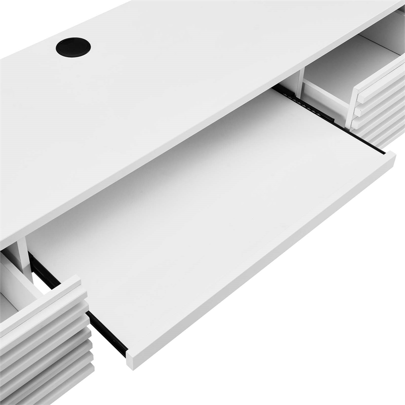 Pemberly Row Wall Mount Particleboard and Wood Office Desk in White