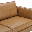 Pemberly Row Modern Faux Leather Sofa Upholstered in Tan & Gold