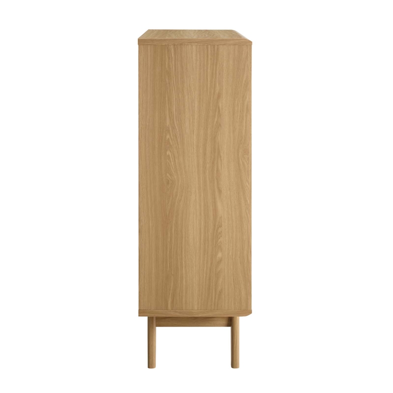 Pemberly Row Modern Wood Three-Tier Display Storage Cabinet Stand in Oak
