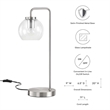 Pemberly Row 1-Light Modern Glass/Metal Table Lamp in Satin Nickel