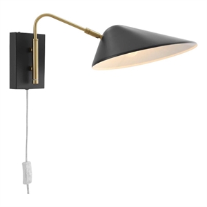 Pemberly Row 7&quot 1-Light Modern Metal Swing Arm Wall Sconce in Black