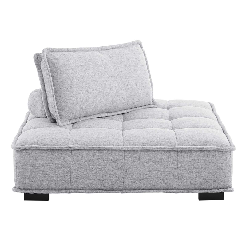 Pemberly Row Modern Tufted Fabric and Wood Armless Chair in Light Gray