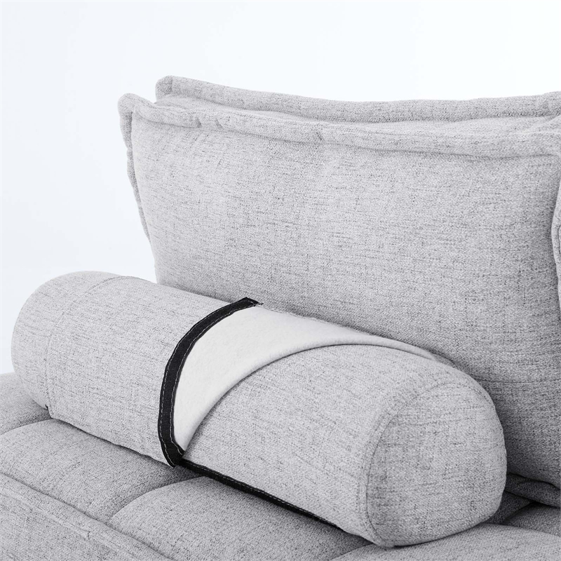 Pemberly Row Modern Tufted Fabric and Wood Armless Chair in Light Gray