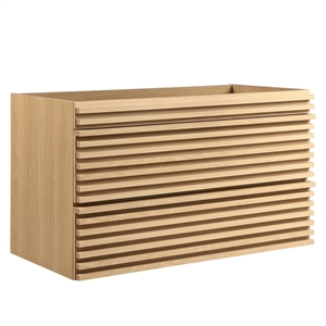 Pemberly Row 35&quot MDF Wood Wall-Mount Bathroom Vanity Cabinet in Oak