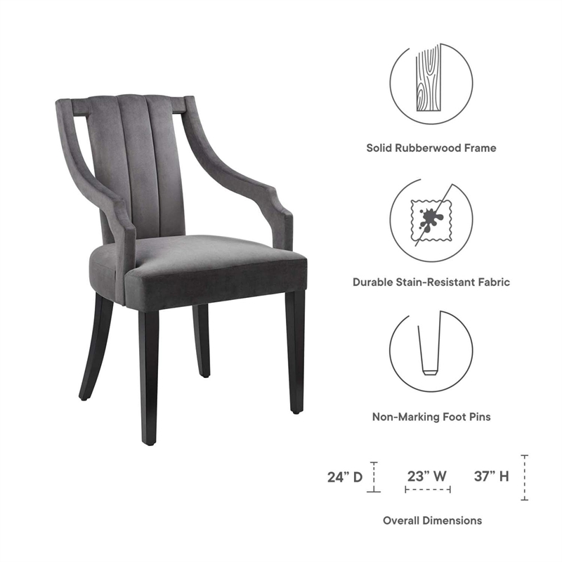 Pemberly Row Performance Velvet Dining Chairs in Gray (Set of 2)