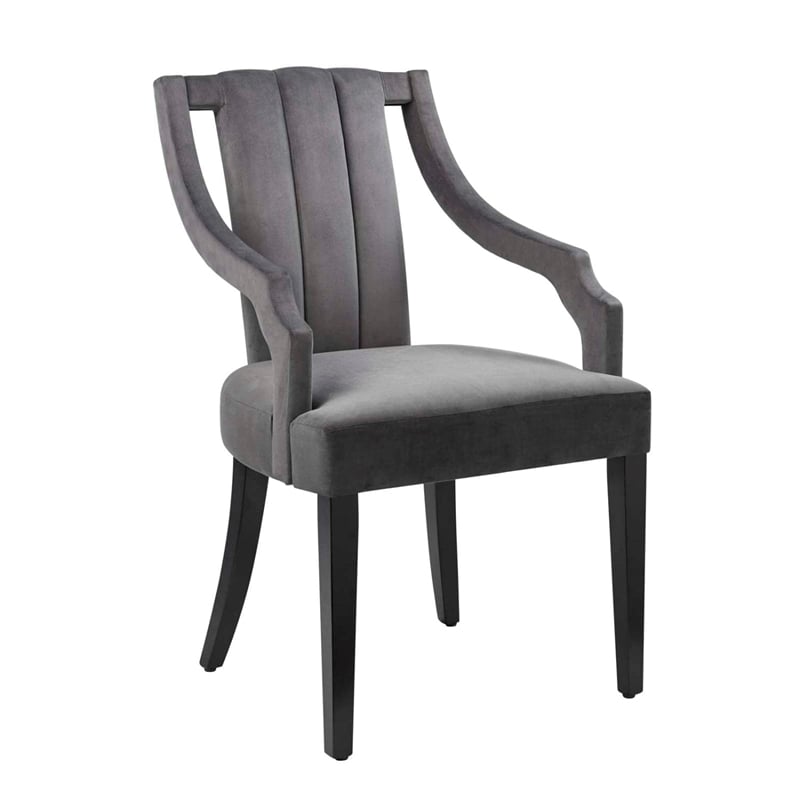 Pemberly Row Performance Velvet Dining Chairs in Gray (Set of 2)