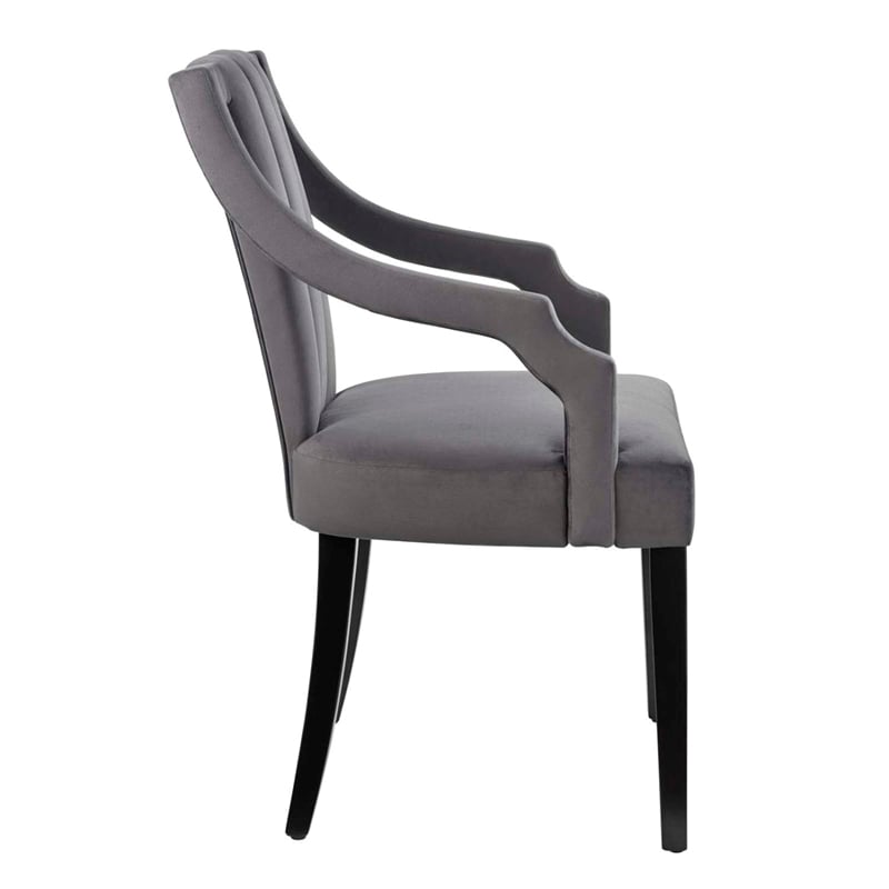 Pemberly Row Performance Velvet Dining Chairs in Gray (Set of 2)